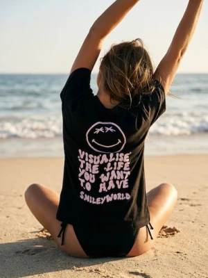 Sinsay - Koszulka loose fit SmileyWorld® - czarny