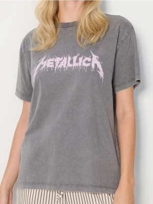 Zdjęcie produktu Sinsay - Koszulka loose fit z efektem sprania Metallica - szary