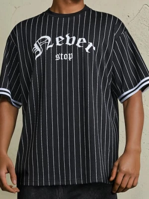 Sinsay - Koszulka loose fit z napisem - czarny