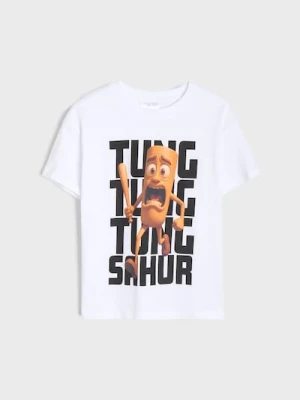 Sinsay - Koszulka loose z nadrukiem Brainrot - biały