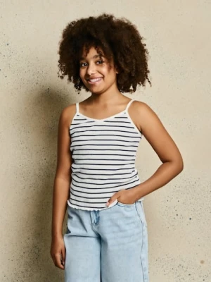 Sinsay - Koszulka na ramiączakach z prażkowanej dzianiny - wielobarwny