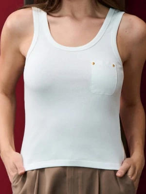 Sinsay - Koszulka na ramiączkach - kremowy