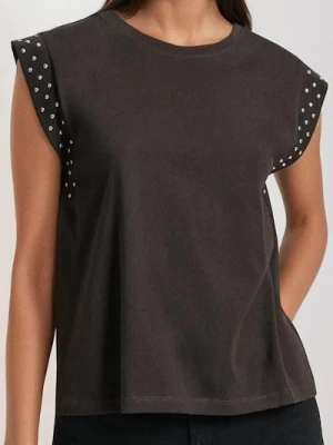 Sinsay - Koszulka na ramiączkach z metalowymi ćwiekami - fioletowy