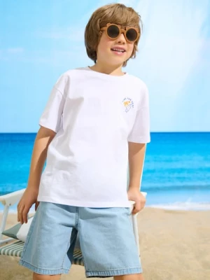 Sinsay - Koszulka overize z nadrukiem na plecach - biały