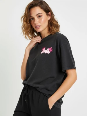 Sinsay - Koszulka oversize Barbie - szary