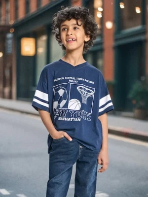 Sinsay - Koszulka oversize - granatowy