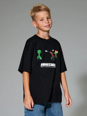 Sinsay - Koszulka oversize Minecraft - czarny