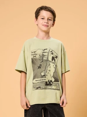 Sinsay - Koszulka oversize Minecraft - green spruce