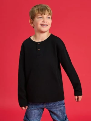 Sinsay - Koszulka oversize z długimi rękawami - czarny