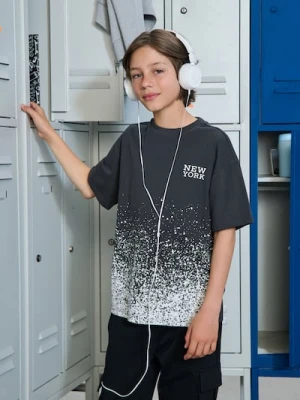 Sinsay - Koszulka oversize z efektem ombre - szary