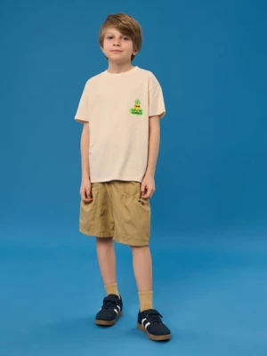 Sinsay - Koszulka oversize z kolorowym nadrukiem na plecach - kremowy