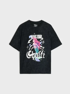 Sinsay - Koszulka oversize z nadrukiem Disney Princess Ariel - czarny