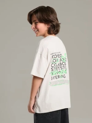 Sinsay - Koszulka oversize z nadrukiem na plecach - szary