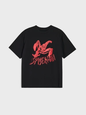 Sinsay - Koszulka oversize z nadrukiem Spider-Man - czarny
