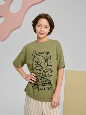 Sinsay - Koszulka oversize - zielony