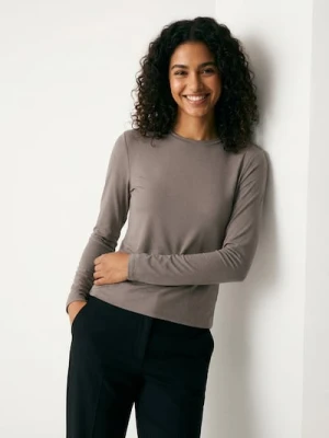 Sinsay - Koszulka poliamidowa z długim rękawem - brązowy