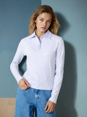 Sinsay - Koszulka polo w paski - niebieski