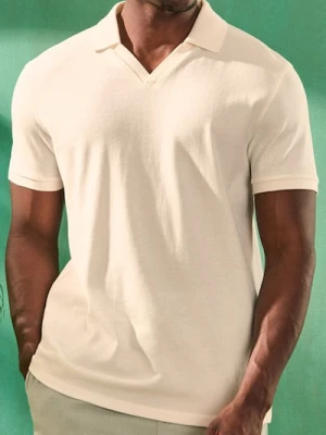 Sinsay - Koszulka polo z dekoltem w serek - kremowy