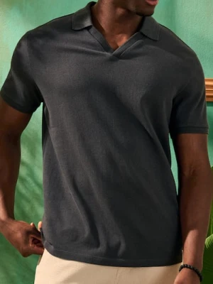 Sinsay - Koszulka polo z dekoltem w serek - szary