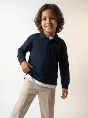 Sinsay - Koszulka polo z długim rękawem - granatowy