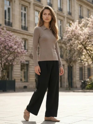 Sinsay - Koszulka polo z domieszką wiskozy - brązowy