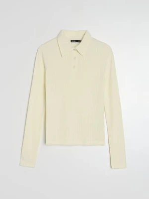 Sinsay - Koszulka polo z domieszką wiskozy - żółty