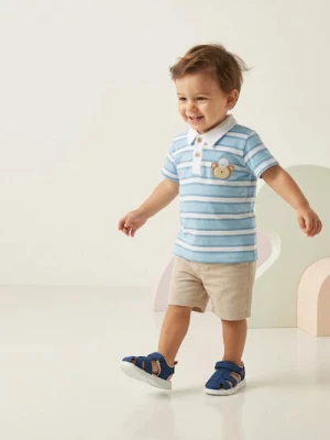 Sinsay - Koszulka polo z miękką aplikacją 3D w kształcie małpki - kremowy