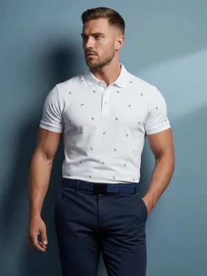 Sinsay - Koszulka polo z nadrukiem all over - biały