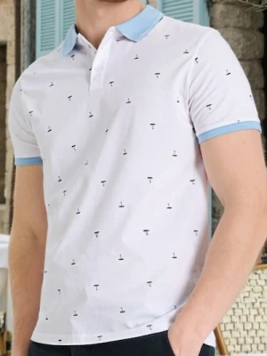 Sinsay - Koszulka polo z nadrukiem all over - biały