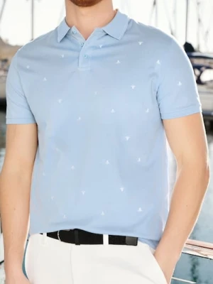 Sinsay - Koszulka polo z nadrukiem all over - błękitny