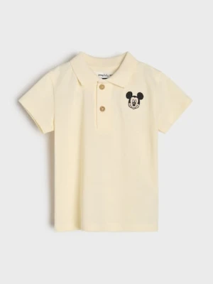 Sinsay - Koszulka polo z ozdobnym haftem Mickey Mouse - kremowy