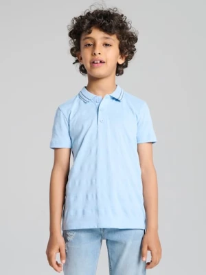 Sinsay - Koszulka polo z ozdobnym kołnierzykiem - błękitny