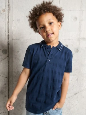 Sinsay - Koszulka polo z ozdobnym kołnierzykiem - granatowy