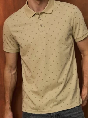 Sinsay - Koszulka polo ze wzorem - beżowy