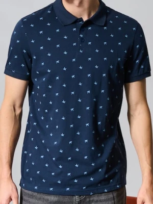 Sinsay - Koszulka polo ze wzorem - granatowy