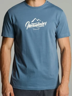 Sinsay - Koszulka regular z nadrukiem - niebieski