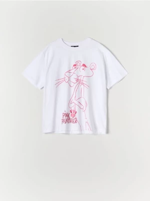 Sinsay - Koszulka Różowa Pantera - biały
