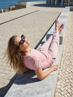 Sinsay - Koszulka sportowa basic - różowy