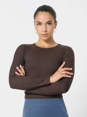 Sinsay - Koszulka sportowa z długimi rękawami - brązowy