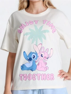 Sinsay - Koszulka Stitch - kremowy