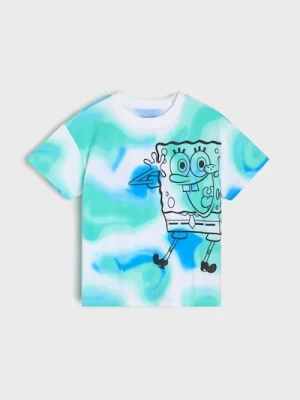 Sinsay - Koszulka tie dye z nadrukiem SpongeBob SquarePants - wielobarwny