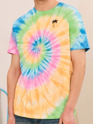 Sinsay - Koszulka tie-dye z ozdobnym napisem na plecach - wielobarwny