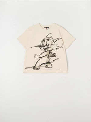 Sinsay - Koszulka Tom i Jerry - kremowy