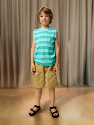 Sinsay - Koszulka w paski bez rękawów - turkusowy