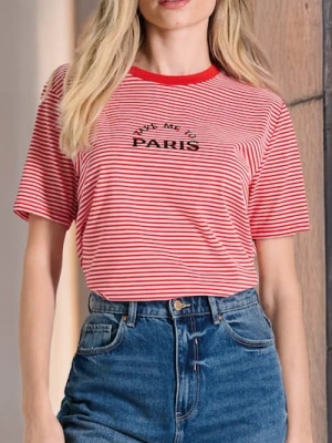 Sinsay - Koszulka w paski - czerwony