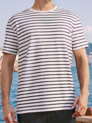 Sinsay - Koszulka w paski - kremowy