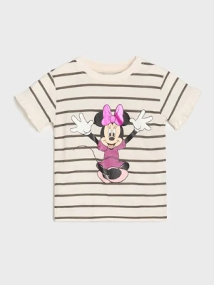 Sinsay - Koszulka w paski Minnie Mouse - kremowy