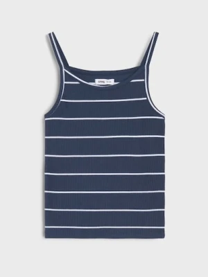 Sinsay - Koszulka w paski na ramiączkach z prążkowanej dzianiny - wielobarwny