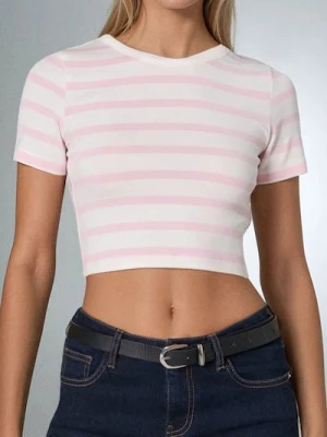 Sinsay - Koszulka w paski - różowy