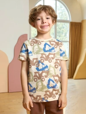 Sinsay - Koszulka w pojazdy budowlane - kremowy